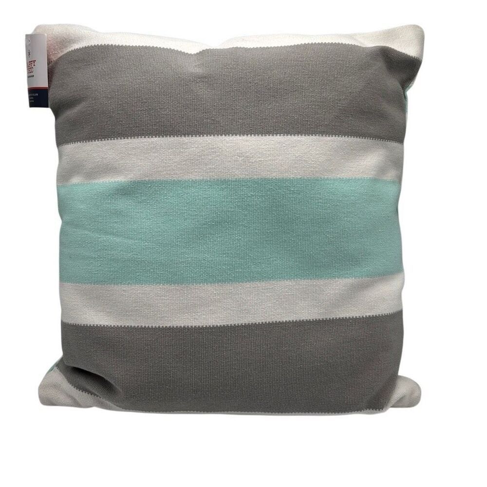 Jonathan Adler Happy Chic Decorative Throw Pillow Teal/White/Tan 20" X 20"‎